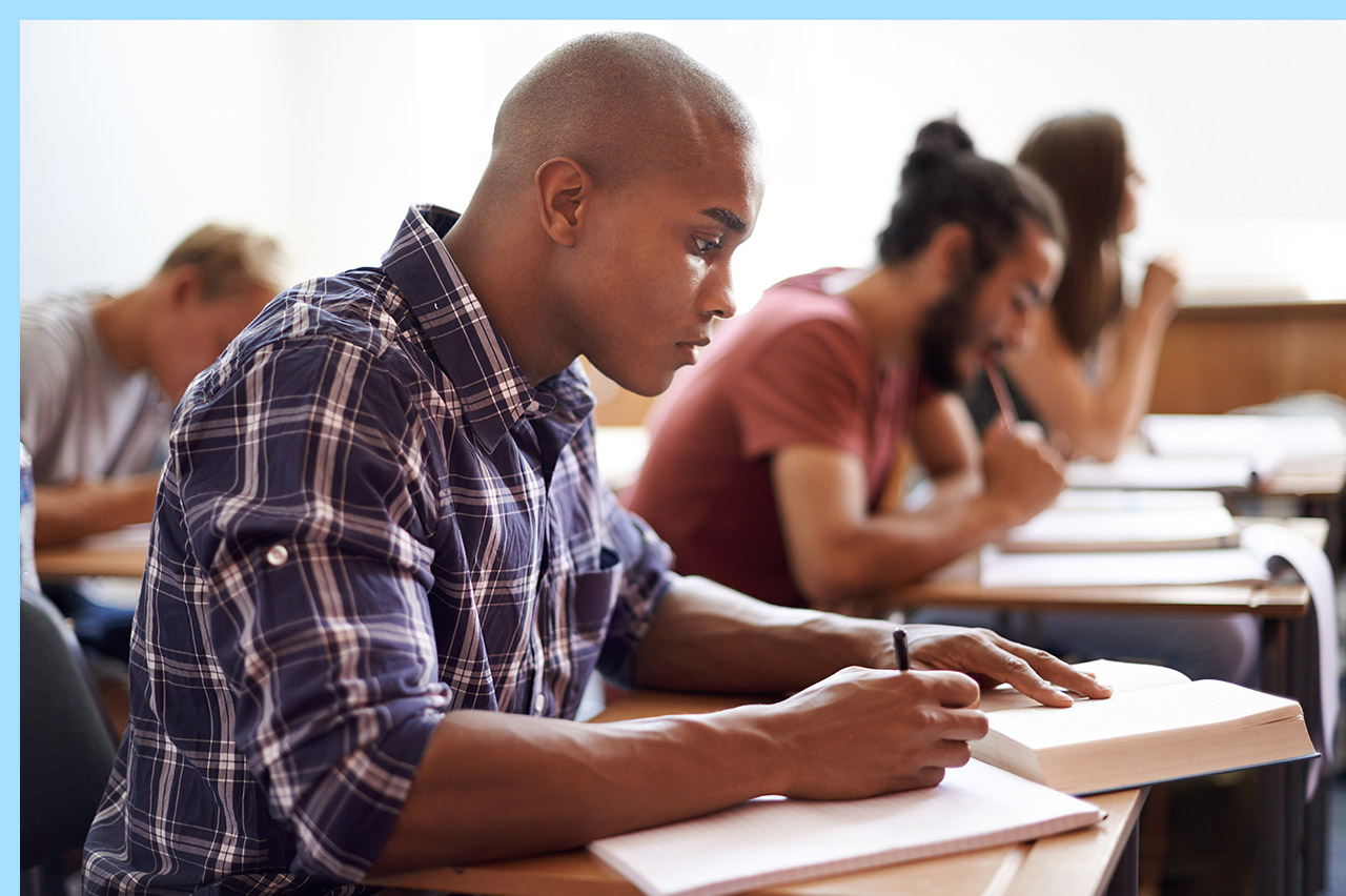 adult studying in the classroom