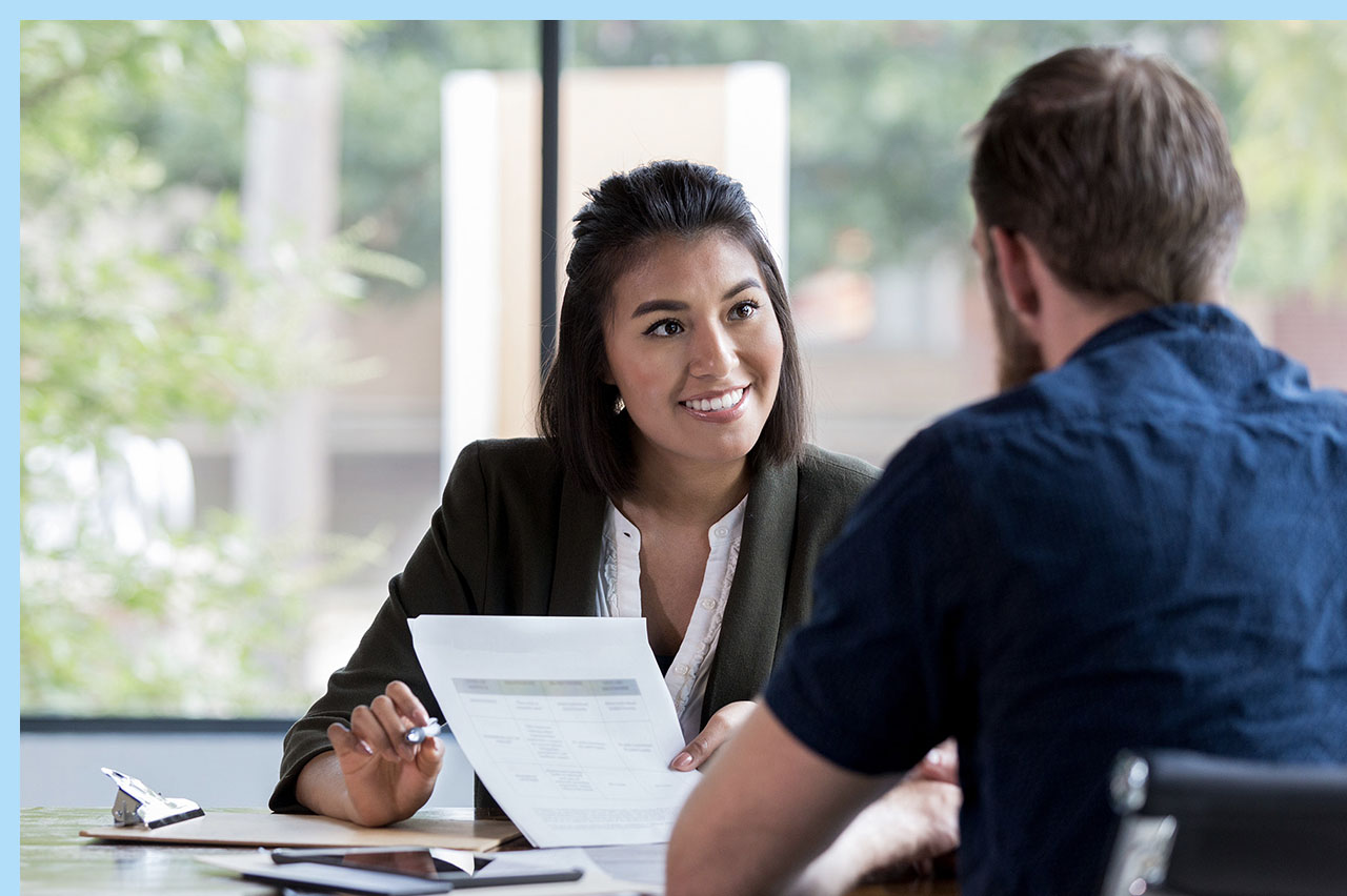 Insurance adjuster helping a client